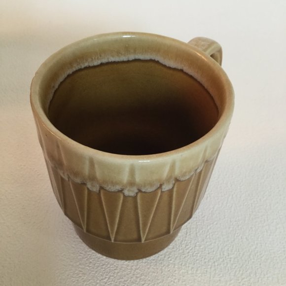 Vintage ceramic Mug marked Japan brown dripping glaze triangle - Picture 4 of 6